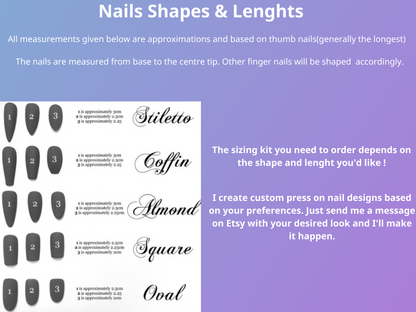 Pastel Press On Nails with Gemstone Accents | Vibrant Floral Nail Set | Fashionable Patterned Fake Nail Set | J189