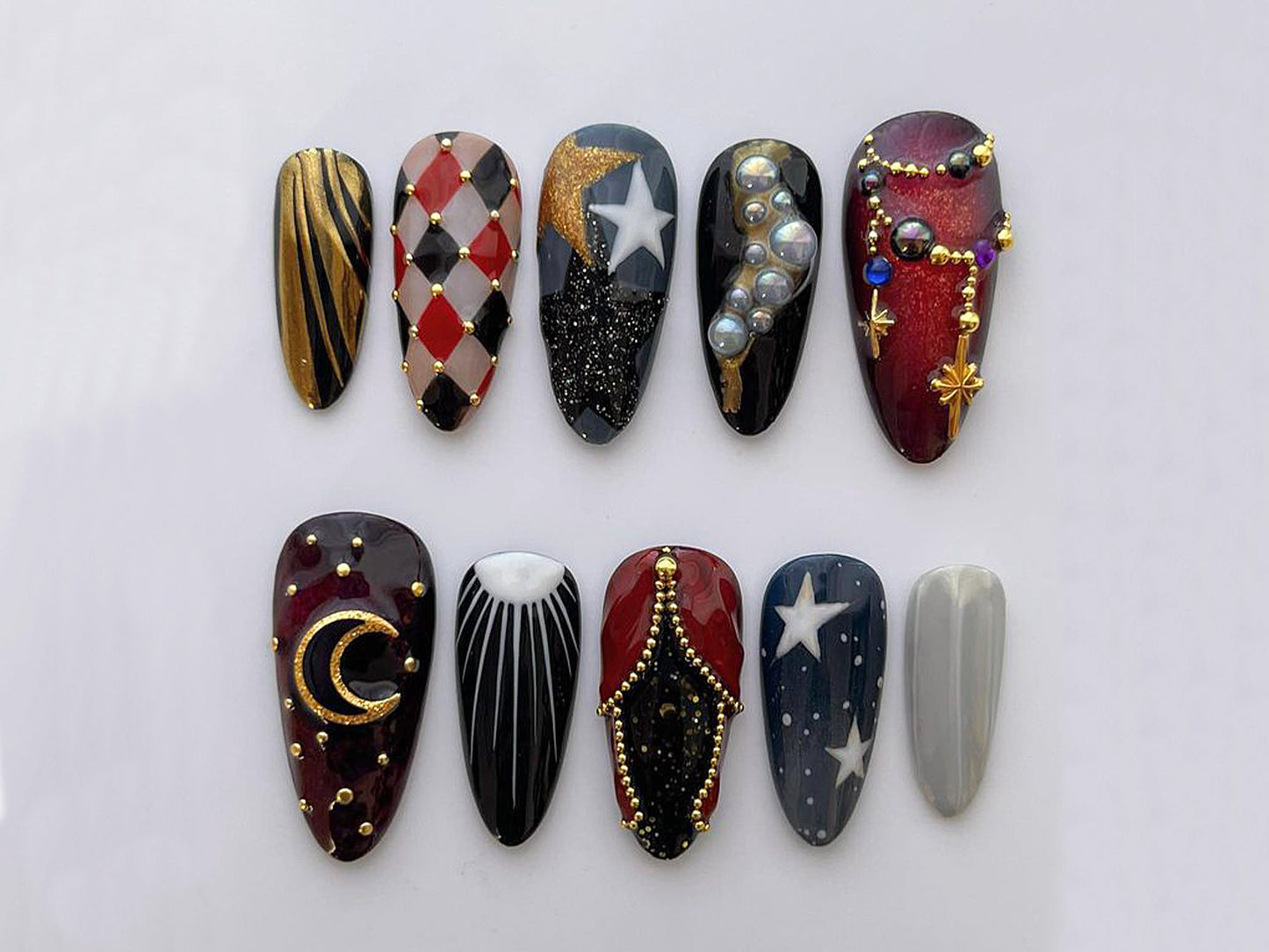 Circus Fair Night Press On Nails | Arabian Inspired Nail Set | Whimsical Circus Carnival Nail Art | Fake Nails | Holiday, Party Nails | J114