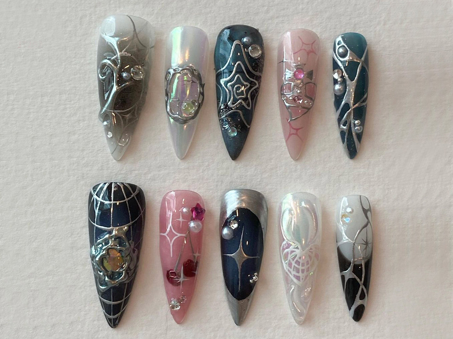 Freestyle Press On Nails | Trendy Press On Nails with Unique Designs | 3D Gel Nail | Handcrafted Nail Art | J23