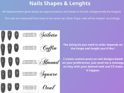 Glitter Mystery Press On Nails | Luxury Press On Nails | Sliver Pattern | Gel Nails | False Nails | Nude Press On Nails | J93
