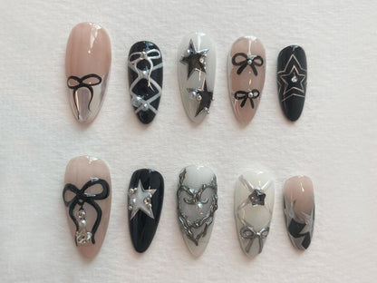Freestyle 3D Gel Nails: Trendy Press On Nails with Adorable Designs | Gel X Nails | Handcrafted Press On Nails| JT306